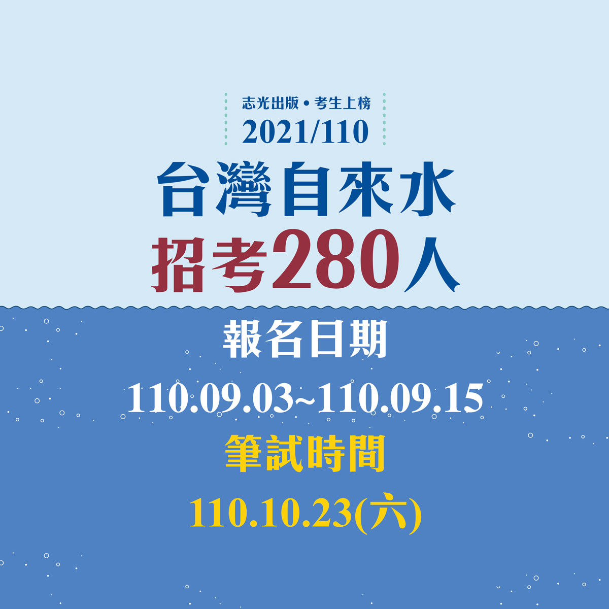 2021/110年台水招考甄選280人簡章公告！